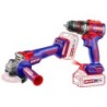 KIT TALADRO + AMOLADORA 20V BATERIA P20S EMTOP (CON BATERÍAS 1x2.0Ah 1x4.0Ah, CARGADOR, MALETÍN)