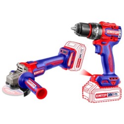 KIT TALADRO 66NM + AMOLADORA 115MM 20V BATERIA P20S EMTOP (BATERÍAS 2x4.0Ah, CARGADOR, MALETÍN)