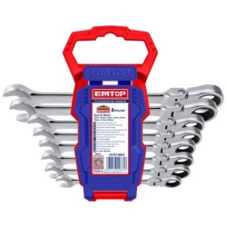 JUEGO DE LLAVES CARRACA ARTICULADA 8-19MM 8 PCS (8, 10, 12, 13, 14, 15, 17, 19) EMTOP
