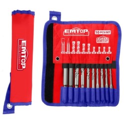 JUEGO 8 BROCAS (6x-8x-10x160mm -8x-10x-12x-14x-16x210mm) + 2 CINCELES (14x250) SDS PLUS EMTOP
