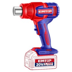 PISTOLA DE CALOR 20V EMTOP (INCLUYE 3 BOQUILLAS Y RASPADOR - SIN BATERÍA NI CARGADOR)