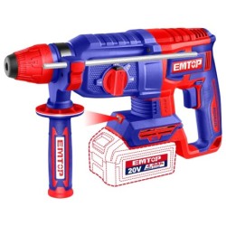 MARTILLO SDS PLUS BATERIA EMTOP 20V 2,5J 26mm P20S (INCLUYE 3 BROCAS Y 1 CINCEL)