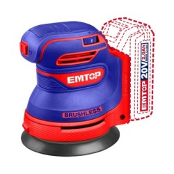 LIJADORA ORBITAL BATERIA EMTOP 20V 125mm P20S (CON 5 LIJAS - NO INCLUYE BATERIA NI CARGADOR)