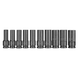 JUEGO CUBOS DE IMPACTO EMTOP LARGOS 78MM 1/2" CR MO - 10 PCS (10,12,13,14,15,17,19,21,22,24)