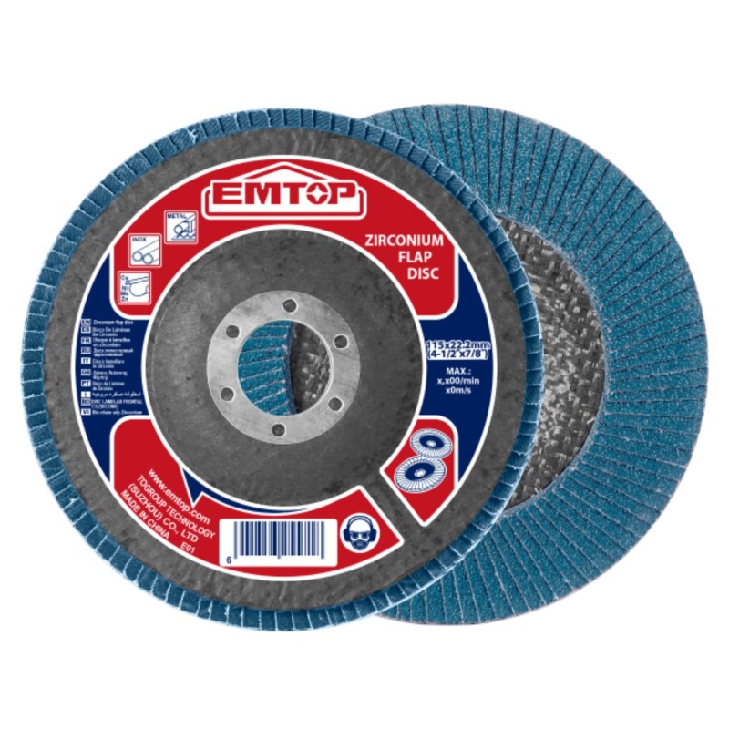 DISCO LIJA MILHOJAS P40 - ZIRCONIO - AMOLADORA 115MM EMTOP