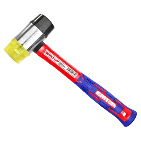 MARTILLO GOMA PLASTICO 40mm EMTOP (MANGO FIBRA VIDRIO)