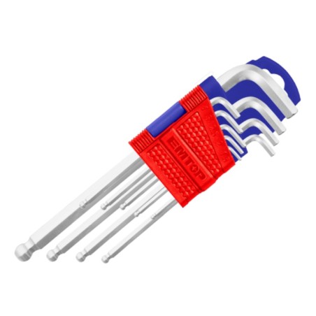 JUEGO LLAVES ALLEN HEX CR-V - 9 PCS (1.5 - 10 mm) EMTOP