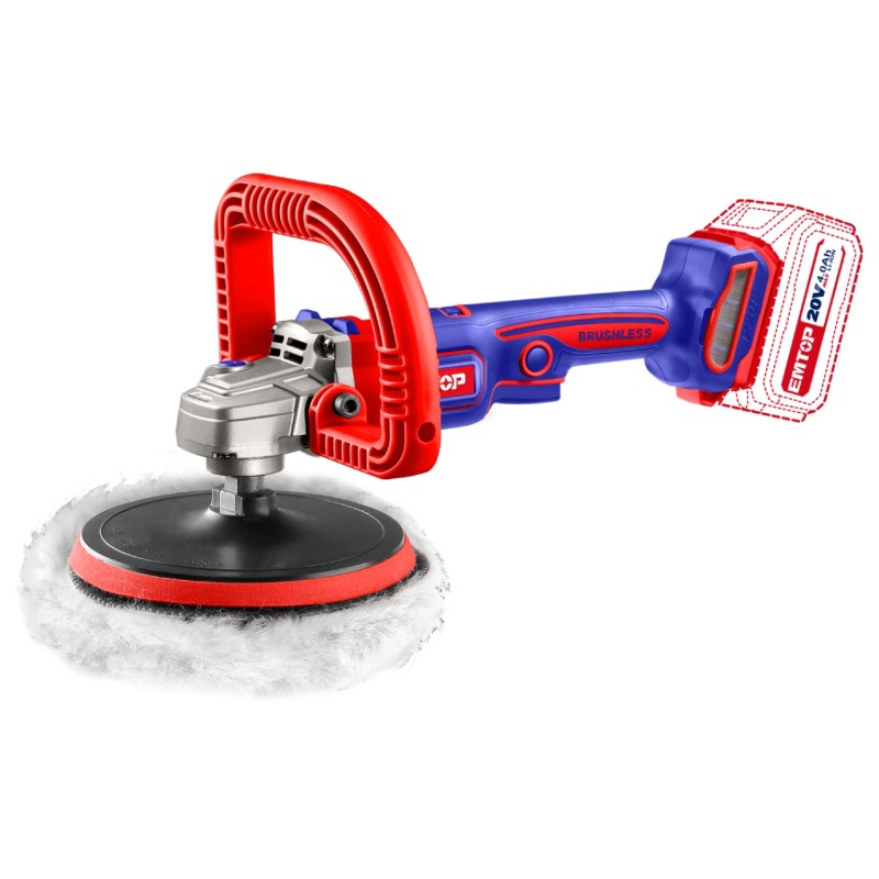 PULIDORA 180MM BATERIA 20V EMTOP P20S (BATERIA Y CARGADOR NO INCLUIDOS)