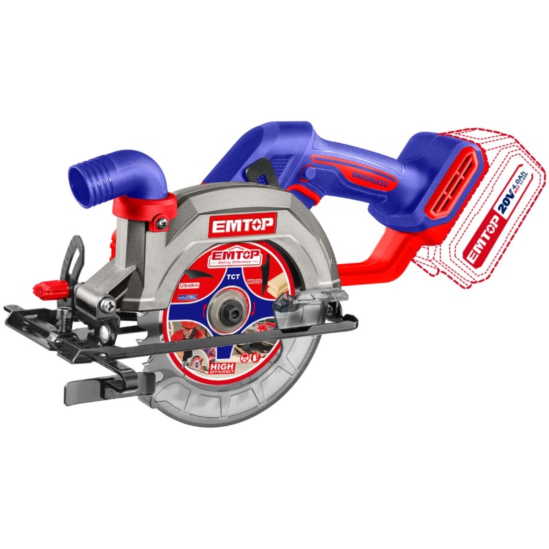 SIERRA CIRCULAR 140MM EMTOP BATERIA 20V - P20S - (1 DISCO - NO INCLUYE BATERÍA NI CARGADOR)