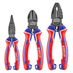 CONJUNTO 3 ALICATES Cr-V EMTOP (COMBINADO 8" - CORTE 7" - PINZA 6")