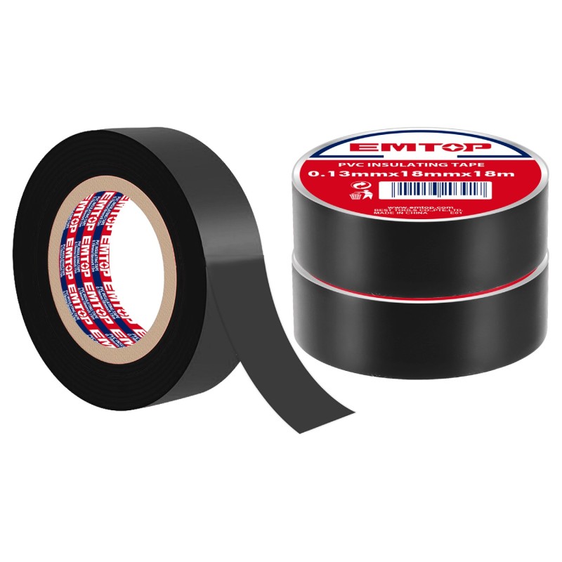 PAQUETE 10 UNIDADES CINTA AISLANTE NEGRA 18mm PVC EMTOP (18 M)