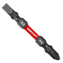 CONJUNTO 10 PUNTERAS DESTORNILLADOR IMPACTO (PH2 + SL6 - 65mm) EMTOP