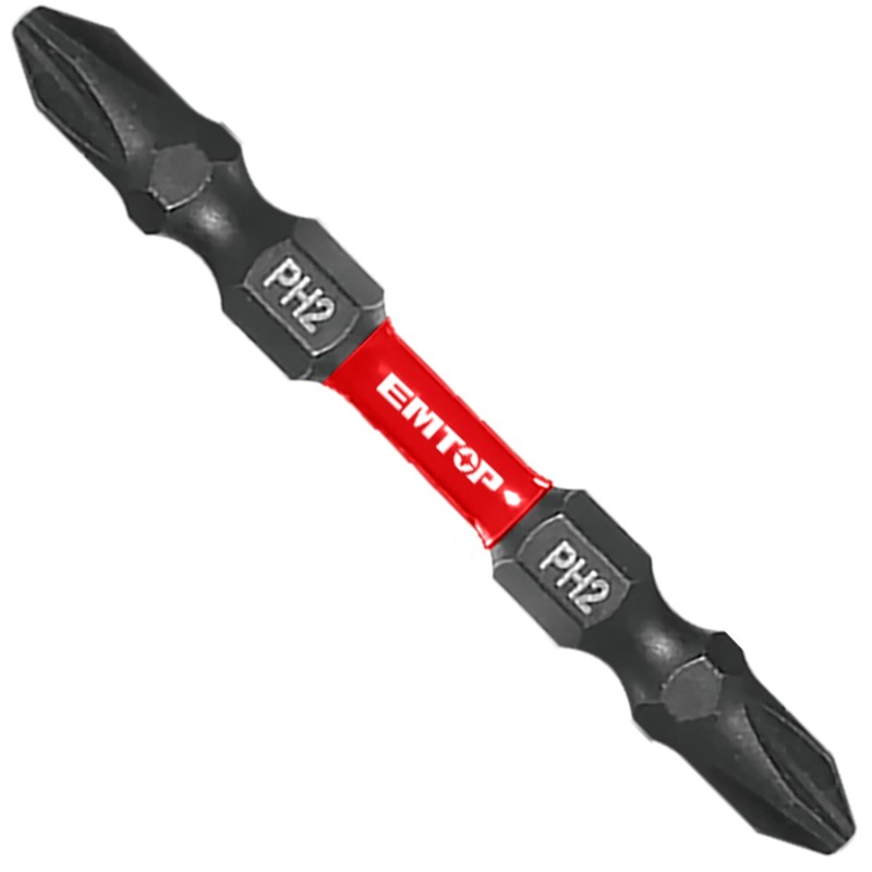 CONJUNTO 10 PUNTERAS DESTORNILLADOR IMPACTO (PH2 + PH2 - 65mm) EMTOP