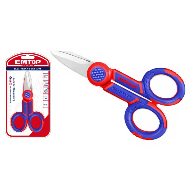 TIJERAS ELECTRICISTA 5.5" 145mm ACERO INOXIDABLE EMTOP