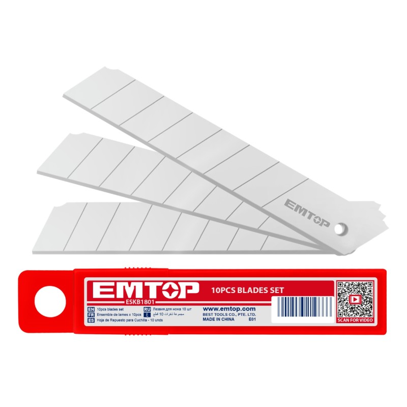 BLISTER 10 CUCHILLAS CUTTER 18x100mm EMTOP