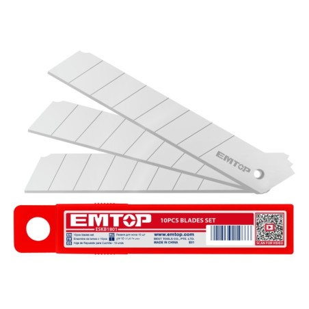 BLISTER 10 CUCHILLAS CUTTER 18x100mm EMTOP