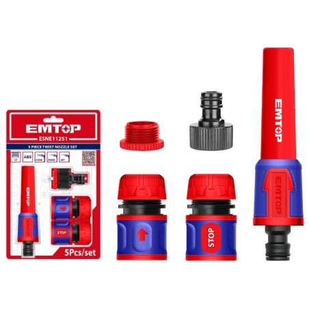 CONJUNTO CONECTORES AUTO-STOP + BOQUILLA RIEGO MANGUERA EMTOP
