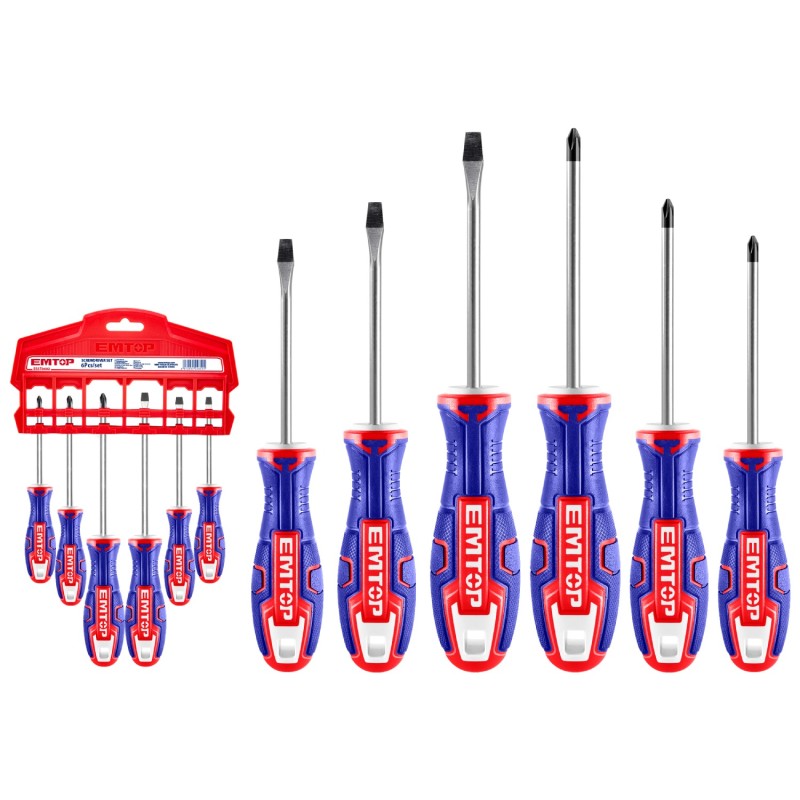 CONJUNTO 6 DESTORNILLADORES EMTOP (2xSL5.5 -1xSL6.5 - 2xPH1 - 1xPH2)