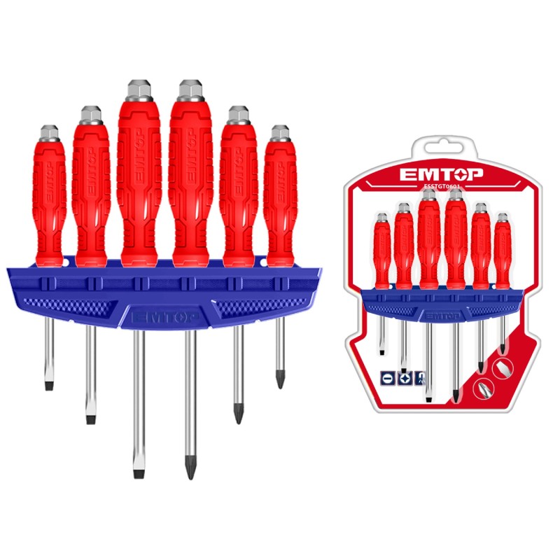 CONJUNTO 6 DESTORNILLADORES EMTOP (1xSL5.5-1xSL6.5-1xSL8-1xPH1-1xPH2-1xPH3)