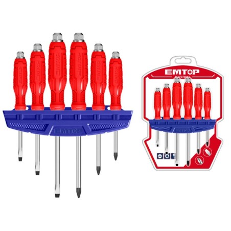 CONJUNTO 6 DESTORNILLADORES EMTOP (1xSL5.5-1xSL6.5-1xSL8-1xPH1-1xPH2-1xPH3)