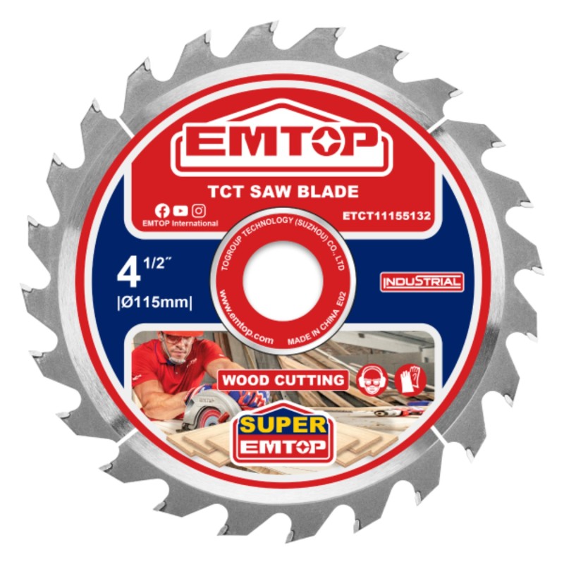 DISCO CORTE 24 DIENTES MADERA AMOLADORA 115MM EMTOP