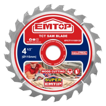 DISCO CORTE 24 DIENTES MADERA AMOLADORA 115MM EMTOP