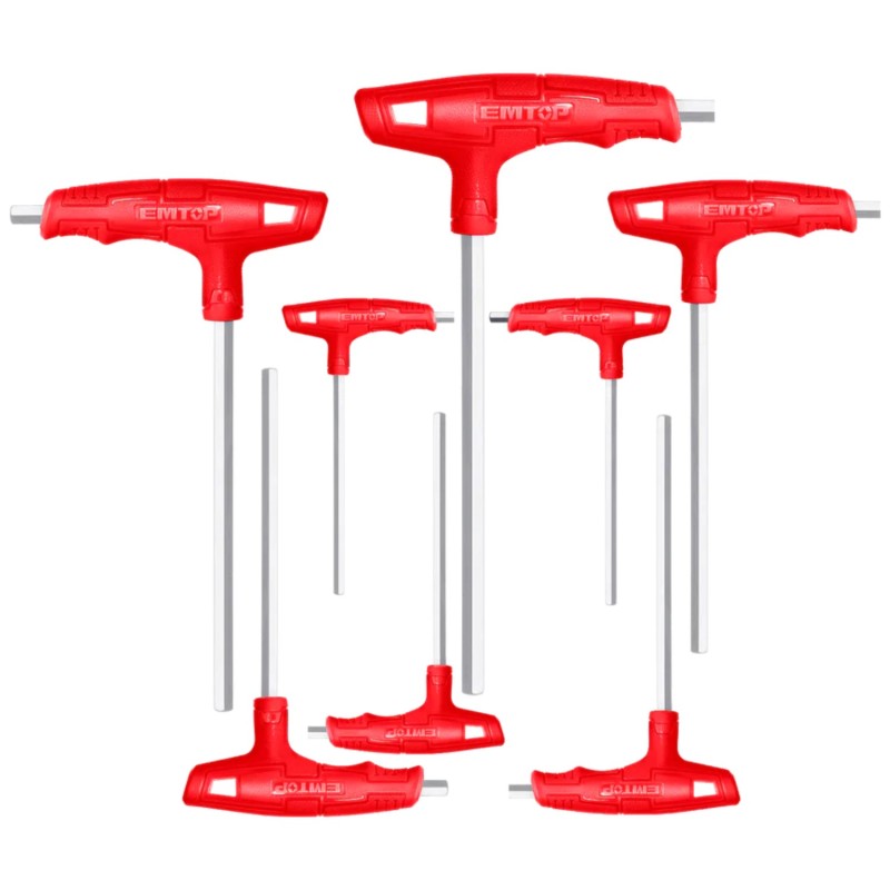 JUEGO LLAVES ALLEN CR-V - 8PCS (2x75, 2.5x75, 3x100, 4x100, 5x150, 6x150, 8x200, 10x200) EMTOP'