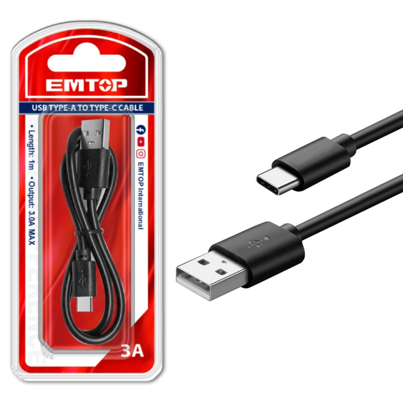 CABLE CARGA USB TIPO-C 1M (PARA MODELO ECDL12620) EMTOP