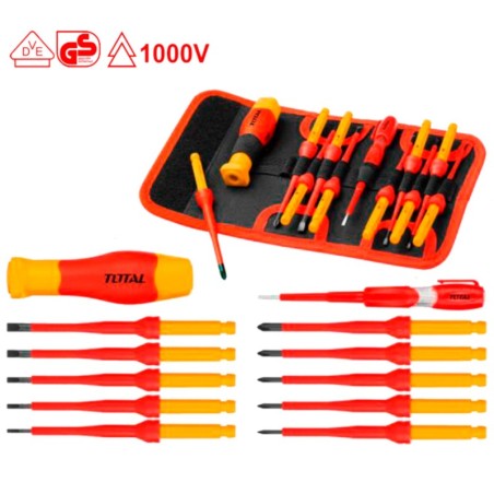 CONJUNTO 12 DESTORNILLADORES INTERCAMBIABLES ELECTRICISTA 1000V - TOTAL