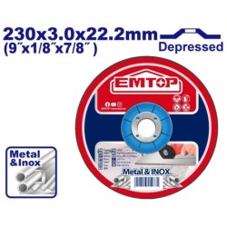 DISCO ABRASIVO CORTE METAL AMOLADORA 230MM 3.0MM EMTOP