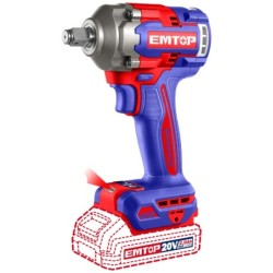PISTOLA DE IMPACTO 1/2" 405NM EMTOP BATERÍA 20V - P20S - (CON VASOS 17-19-21; BAT X2, CARG, MALETIN)