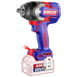 PISTOLA DE IMPACTO 1/2" 850NM EMTOP BATERÍA 20V - P20S - (CON VASOS 21-22-24; NO BAT NO MA