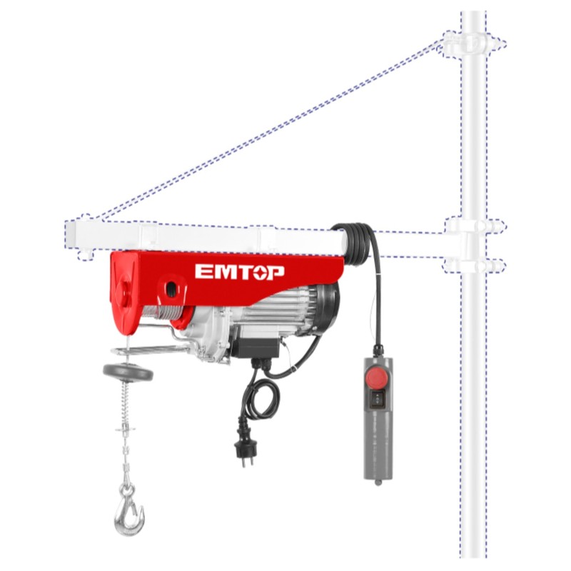 POLIPASTO ELECTRICO 800W - LINEA SIMPLE (250KG - 18M - 8M/M) LINEA DOBLE (500KG - 9M - 4M/M) EMTOP