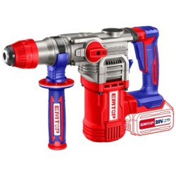 MARTILLO PERCUTOR SDS PLUS BATERIA EMTOP 20V 4,5J P20S (INCLUYE 3 BROCAS Y 1 CINCEL)