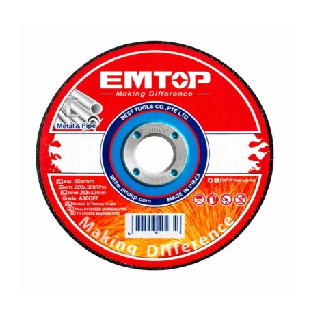 DISCO CORTE METAL AMOLADORA 230MM 1,90MM EMTOP