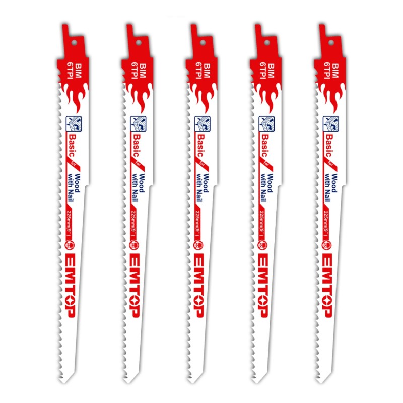 BLISTER 5 SIERRAS MADERA PARA SIERRA SABLE HCS (225mm ) EMTOP