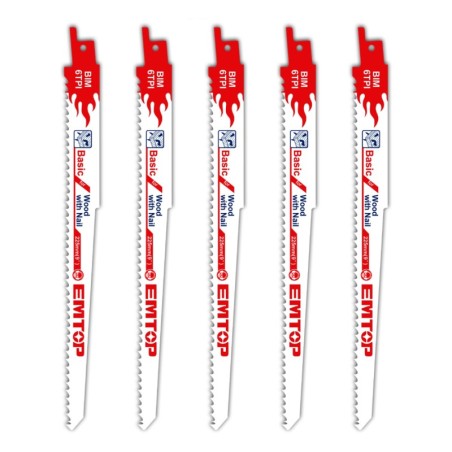 BLISTER 5 SIERRAS MADERA PARA SIERRA SABLE HCS (225mm ) EMTOP
